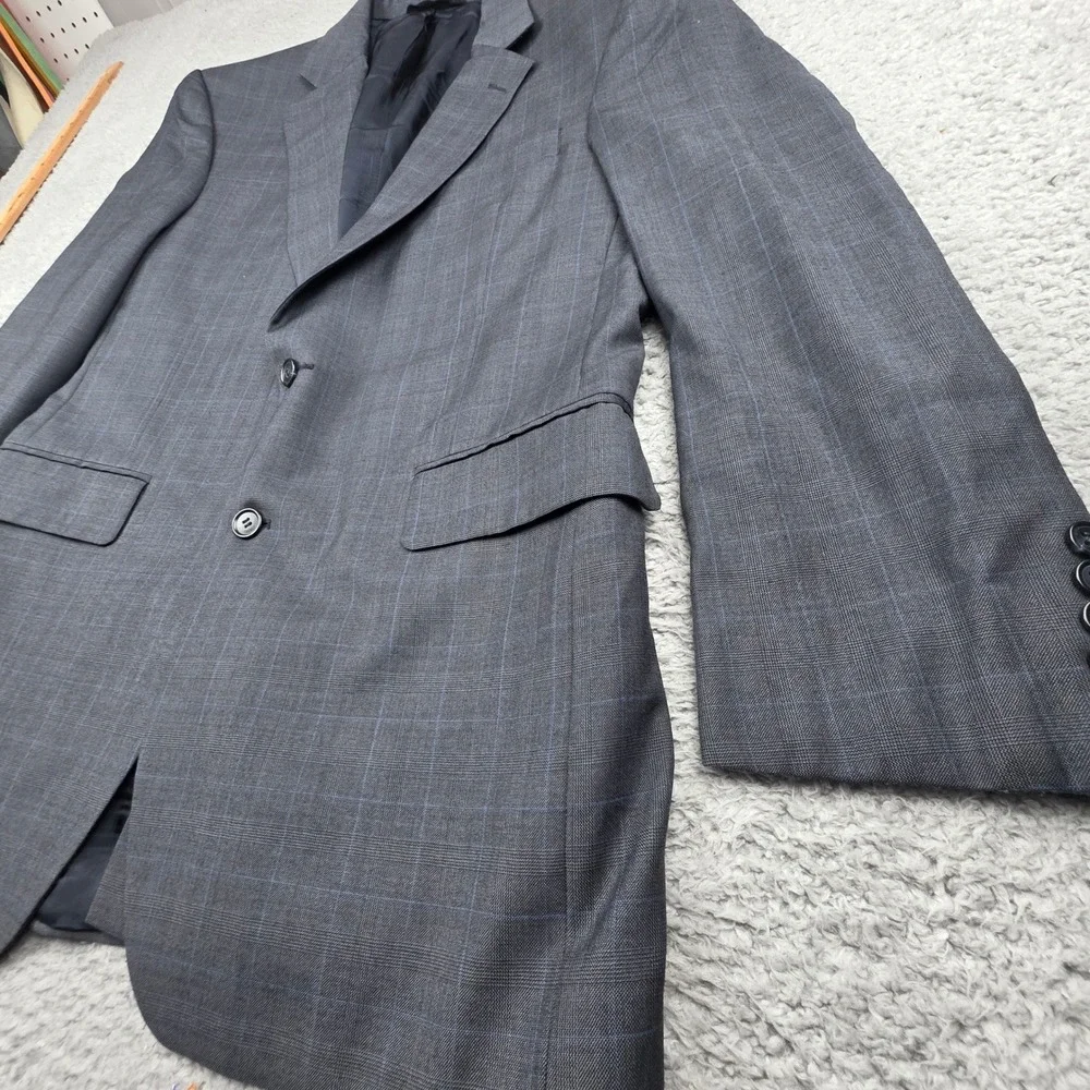 Jos‎ A Bank Sport Coat Mens 41R Gray Blue Plaid Wool Signature Blazer Jacket